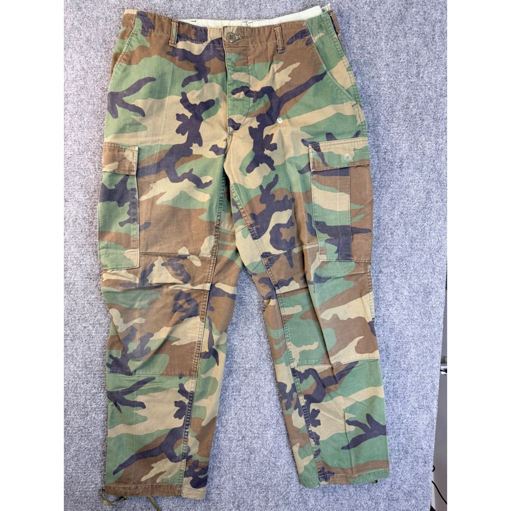 Vintage US Military Camo Cargo Pants Mens MED Short Woodland Tactical BDU 34x28